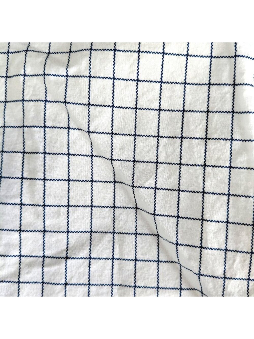 Nautica Queen Flat Sheet 85x101 White Navy Grid Check Cotton Bedding Flaws